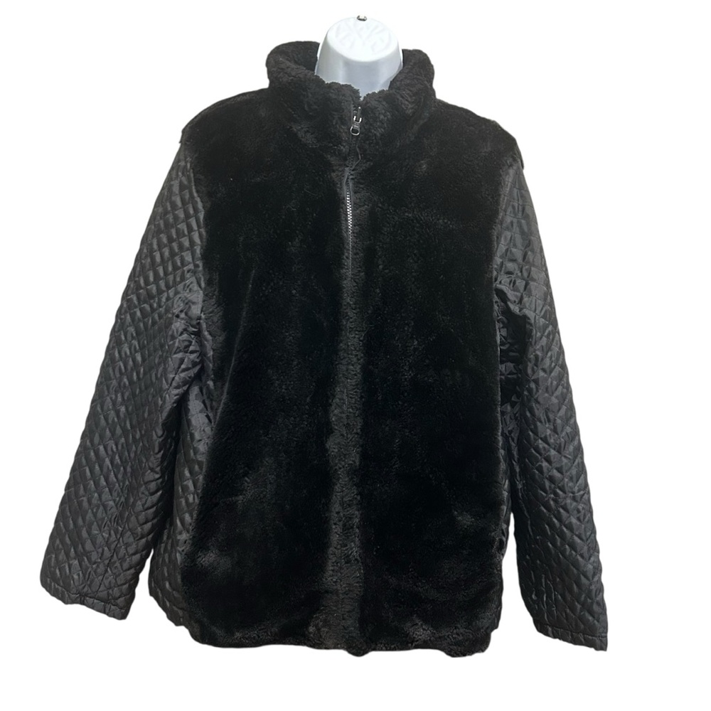 Cleo Faux Fur Quilted Jacket Black Size M